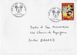 FDC YT 3641 Fête Du Timbre - Mickey - Cinéma - 2000-2009