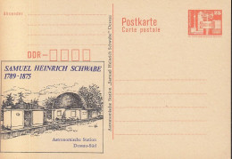 DDR PP 20 I, Ungebraucht, Samuel Heinrich Schwabe, Astronomische Station Dessau, 1989 - Privatpostkarten - Ungebraucht