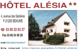 21 -  BEAUNE   -PUB - CARTE VISITE -RESTAURANT   HOTEL   ALESIA - Beaune