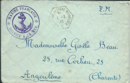 FRANCE LETTRE FM SERVICE A LA MER POUR ANGOULEME ( CHARENTE ) DE 1940 LETTRE COVER - 1921-1960: Période Moderne