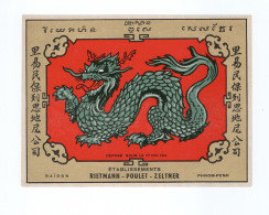 INDOCHINE Étiquette Cambodge  Saïgon Phnom Penh Dragon Rietmann Poulet Zeltner 17 X 13 Cm TB 2 Scans RRR - Publicités