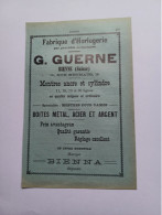 Ancienne Publicité Horlogerie G.GUERNE BIENNE SUISSE 1914 - Svizzera