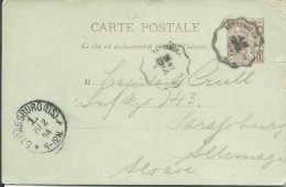 MONACO  CARTE 10c VINTIMILLE ( ITALIE ) POUR STRASBURG ( ALSACE / ALLEMAGNE ) DE 1894  LETTRE COVER - Enteros  Postales