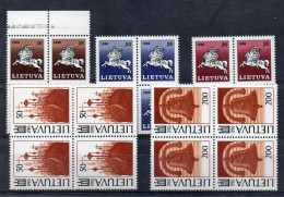 EDY78a - LITUANIA 1991, Serie Ordinaria 398/402  ** MNH : In Quartina - Litouwen