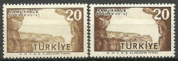 Turkey; 1958 Pamukkale (Hierapolis) 20 K. "Color Tone Variety" - Neufs