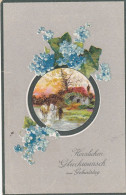 Geburtstag-Wünsche Mit Dorf-Idyll Und Blumen Feldpgl1918 #E8219 - Compleanni