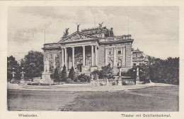 Wiesbaden, Theater Mit Schillerdenkmal Ngl #F0299 - Autres & Non Classés
