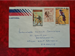 LETTRE MALI  TIMBRE TAMBOIUR OISEAU DANSE DU CHASSEUR - Malí (1959-...)