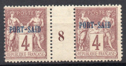 !!! PORT SAID, PAIRE DU N°4 AVEC MILLESIME 8 (1898) NEUVE ** - Neufs