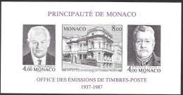 Monaco 1987 50 Ans Office Des Emissions De Timbres-Poste Yv. Bl. 39a Michel No. Bl. 37B (1820-22) Neuf MNH Unperforated - Blocs