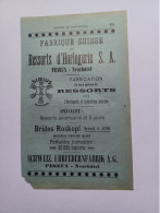 Ancienne Publicité Horlogerie RESSORTS D'HORLOGERIE PESEUX NEUCHATEL SUISSE 1914 - Zwitserland