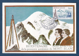 France - FDC - Premier Jour - Carte Maximum - Première Ascension Du Mont Blanc - 1986 - 1980-1989