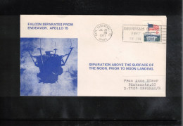 USA 1971 Space / Weltraum - Apollo 15 Falcon Separates From Endeavor Interesting Cover - Estados Unidos