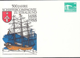 DDR PP 18, Ungebraucht, 500 Jahre Schiffercompagnie Zu Stralsund, 1988 - Postales Privados - Nuevos