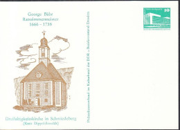 DDR PP 18, Ungebraucht, George Bähr, Ratszimmermeister, Dreifaltigkeitskirche Schmiedeberg, 1988 - Privé Postkaarten - Ongebruikt