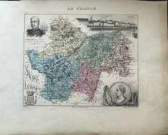 Gravure 19 ème.  Atlas Migeon  1892 CARTE DU DÉPARTEMENT  "Saône Et Loire 71---( Prix Très Bas, Cause Retraite ) - Geographische Kaarten