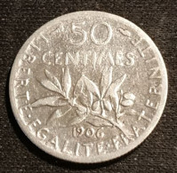 Pas Courant - FRANCE - 50 CENTIMES 1906 - Semeuse - Argent - Silver - Gad 420 - KM 854 - 50 Centimes