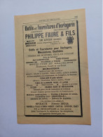 Ancienne Publicité Horlogerie P.FAURE ET FILS LE LOCLE SUISSE 1914 - Svizzera