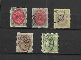 DANEMARK-INDE-ANTILLES DANOISES- 5 TRES BEAUX TIMBRES OBLITERES-VOIR LE PREMIER NEUF?- PAS D'EMINCES- DEPUIS 1873-79 - Dänische Antillen (Westindien)