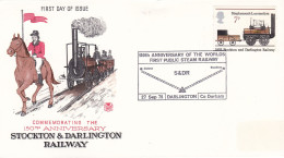 GB Engeland 1975 FDC 150 Ann Of The Worlds First Public Steam Railway Stockton & Darlington Railway 27-09-1975 - Eisenbahnen
