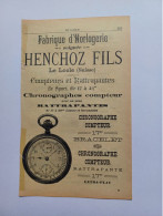 Ancienne Publicité Horlogerie HENCHOZ FILS LE LOCLE SUISSE 1914 - Switzerland