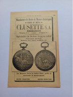 Ancienne Publicité Horlogerie CLUSETTE S.A NOIRAIGUE SUISSE 1914 - Suiza