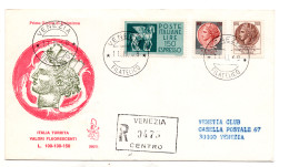 Italia FDC Venetia 1968 Siracusana + Espresso Viaggiata Racc. Per L'Italia 821 - FDC