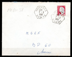 MP80-38 : Dept 80 (Somme) VOYENNES 1962 > Cachet Type F7 - Manual Postmarks