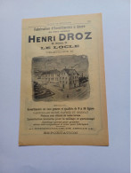 Ancienne Publicité Horlogerie HENRI DROZ LE LOCLE SUISSE 1914 - Svizzera