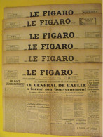 6 N° Le Figaro De 1945. De Gaulle Iran Nuremberg Viet Minh Mauriac Doenitz Hess Denoel Zog Albanie - Andere & Zonder Classificatie