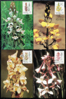 TRANSKEI SOUTH AFRICA 1992 FLORA FLOWERS ORCHIDS COMPLETE SET SERIE COMPLETA MAXI MAXIMUM CARD CARTE - Transkei