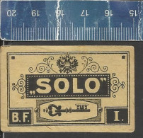 SOLO  - B.F. I. ( KEY CLÉ SCHLÜSSEL SLEUTEL ) - OLD VINTAGE CZECHOSLOVAKIAN MATCHBOX LABEL - Luciferdozen - Etiketten