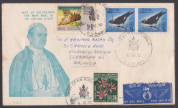 Sri Lanka Ceylon 1970 Special Cover Airmail Visit Of Pope Paul VI, Christianity, Christian, To Malaysia - Sri Lanka (Ceylon) (1948-...)