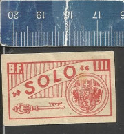 SOLO  - B.F. III ( KEY CLÉ SCHLÜSSEL SLEUTEL ) - OLD VINTAGE CZECHOSLOVAKIAN MATCHBOX LABEL - Matchbox Labels