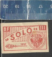 SOLO  - B.F. III ( KEY CLÉ SCHLÜSSEL SLEUTEL ) - OLD VINTAGE CZECHOSLOVAKIAN MATCHBOX LABEL - Boites D'allumettes - Etiquettes
