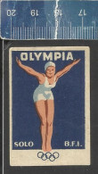 OLYMPIA - SOLO  - B.F. I ( OLYMPIC RINGS - SWIMMING ) - OLD VINTAGE CZECHOSLOVAKIAN MATCHBOX LABEL - Zündholzschachteletiketten