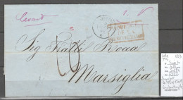 France -Lettre Du Paquebot De La Méditerranée  MENTOR -  Constantinople - 1853 - - Poste Maritime