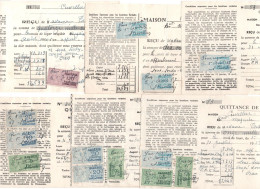 France -Algérie - Fiscaux : Lot 6 Documents -(Quittances-) 13 Timbres Fiscaux De 1.20 Fr A 40 Frs - Bon état -(4) - Briefe U. Dokumente