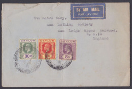 Sri Lanka Ceylon 1931? Used Airmail Cover To England, King George V - Sri Lanka (Ceilán) (1948-...)