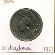 20 DRACHMES 1973 GRECIA GREECE Moneda #AK430.E.A - Grecia