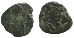 JESUS CHRIST ANONYMOUS CROSS FOLLIS Ancient BYZANTINE Coin 4.8g/23m #AF784.12.U.A - Byzantines