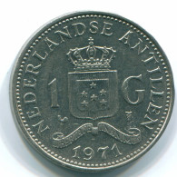 1 GULDEN 1971 ANTILLES NÉERLANDAISES Nickel Colonial Pièce #S11958.F.A - Niederländische Antillen