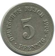5 PFENNIG 1908 A ALEMANIA Moneda GERMANY #AE622.E.A - 5 Pfennig