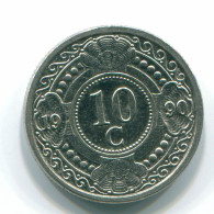 10 CENTS 1992 ANTILLES NÉERLANDAISES Nickel Colonial Pièce #S11355.F.A - Antilles Néerlandaises