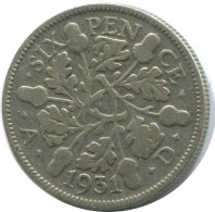 SIXPENCE 1931 UK GBAN BRETAÑA GREAT BRITAIN PLATA Moneda #AG943.1.E.A - H. 6 Pence