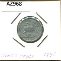 5 CENTIMOS 1945 SPANIEN SPAIN Münze #AZ968.D.A - 5 Centiemen