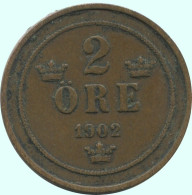 2 ORE 1902 SUÈDE SWEDEN Pièce #AC935.2.F.A - Sweden