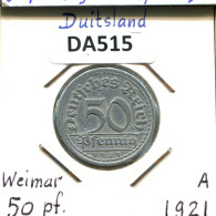 50 PFENNIG 1921 D ALEMANIA Moneda GERMANY #DA515.2.E.A - 50 Renten- & 50 Reichspfennig