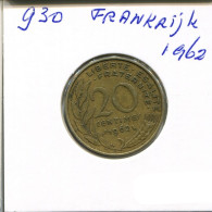 20 CENTIMES 1962 FRANCIA FRANCE Moneda #AN166.E.A - 20 Centimes