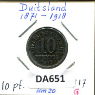 10 PFENNIG 1917 G ALEMANIA Moneda GERMANY #DA651.2.E.A - 10 Pfennig